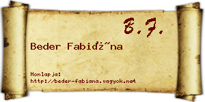 Beder Fabiána névjegykártya